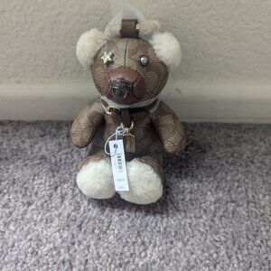 Coach Bear Bag Charm In Signature Canvas smooth leather and shearling